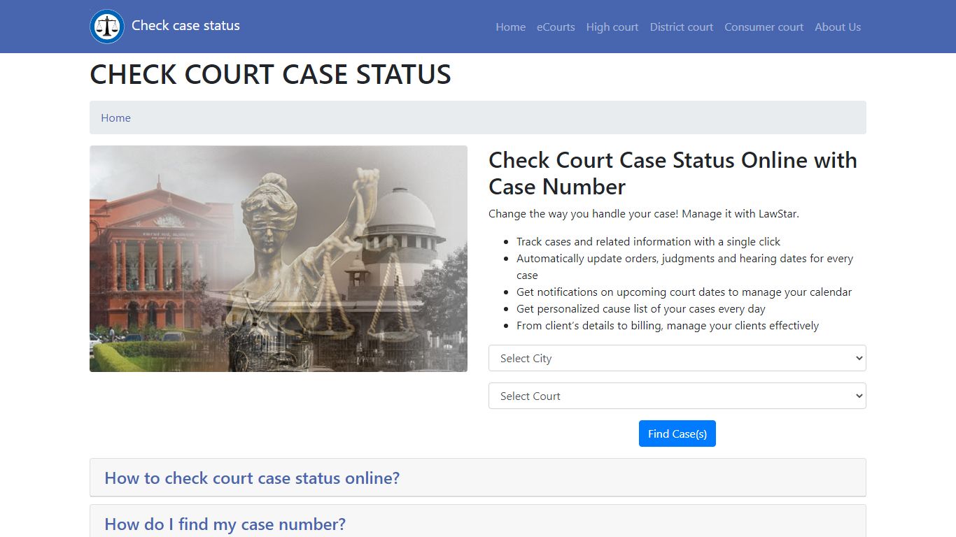Court Case Status Online with Case Number - LawRato.com